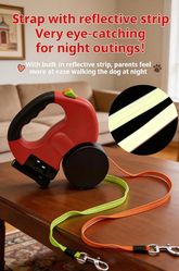 Double Retractable Dog Leash for Two Dogs, with LED Light, Reflective Strips, Tangle-Free Dual Cords, up to 10 ft, Red (Blue)
