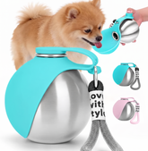 Portable 10oz Stainless Steel Dog Water Bottle with Bowl – No-Spill Travel Dispenser for Walking & Hiking Puppies