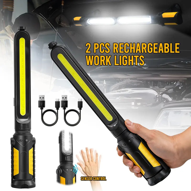 SYLSTAR Mechanic Work Light Bar with Upgraded Sensor Control - 2400LM LED, 4400mAh Rechargeable Underhood Work Light with Hooks & Magnetic Base for Car Repairing, Garage Workshop, Emergency