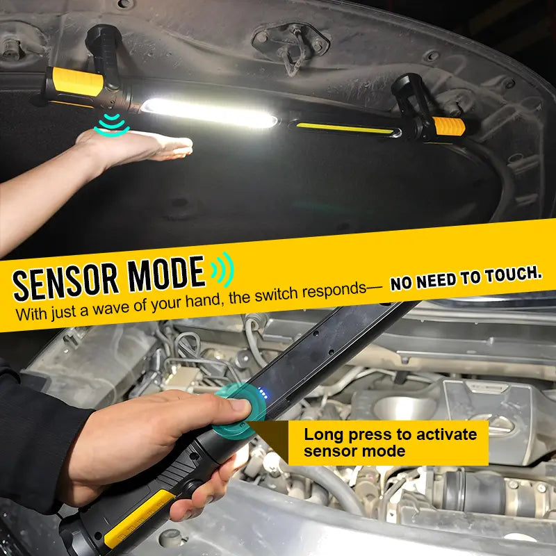 SYLSTAR Mechanic Work Light Bar with Upgraded Sensor Control - 2400LM LED, 4400mAh Rechargeable Underhood Work Light with Hooks & Magnetic Base for Car Repairing, Garage Workshop, Emergency