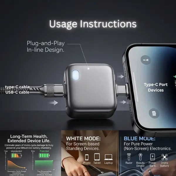 🔋140W Smart Auto-Stop Eject Charger – Safe Anti-Overcharge Physical Disconnect Battery Guard 🛡️