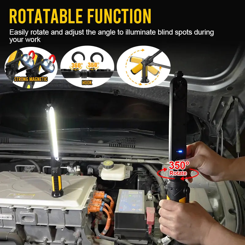 SYLSTAR Mechanic Work Light Bar with Upgraded Sensor Control - 2400LM LED, 4400mAh Rechargeable Underhood Work Light with Hooks & Magnetic Base for Car Repairing, Garage Workshop, Emergency