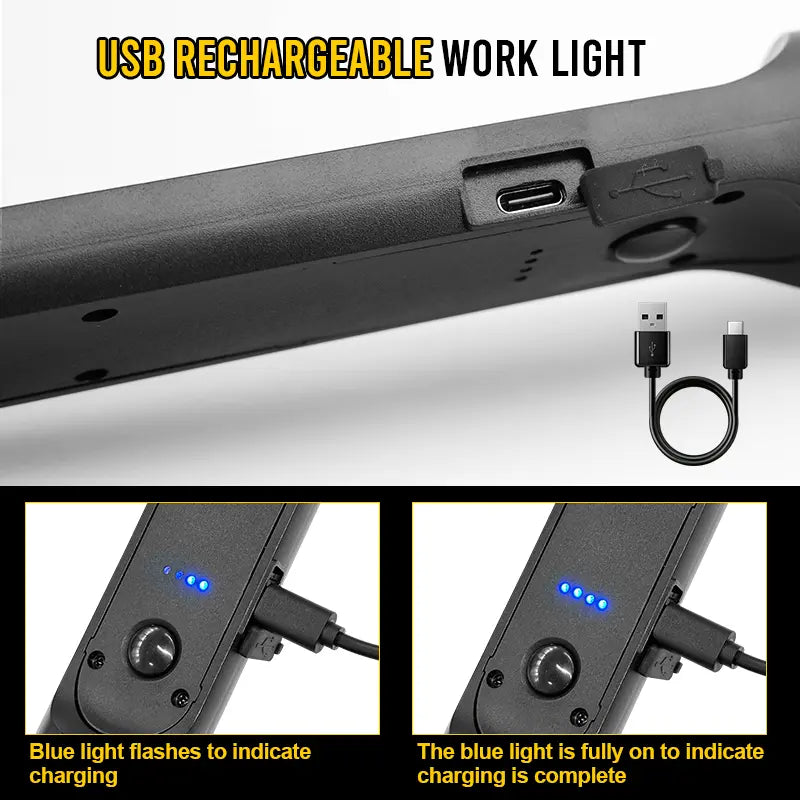 SYLSTAR Mechanic Work Light Bar with Upgraded Sensor Control - 2400LM LED, 4400mAh Rechargeable Underhood Work Light with Hooks & Magnetic Base for Car Repairing, Garage Workshop, Emergency