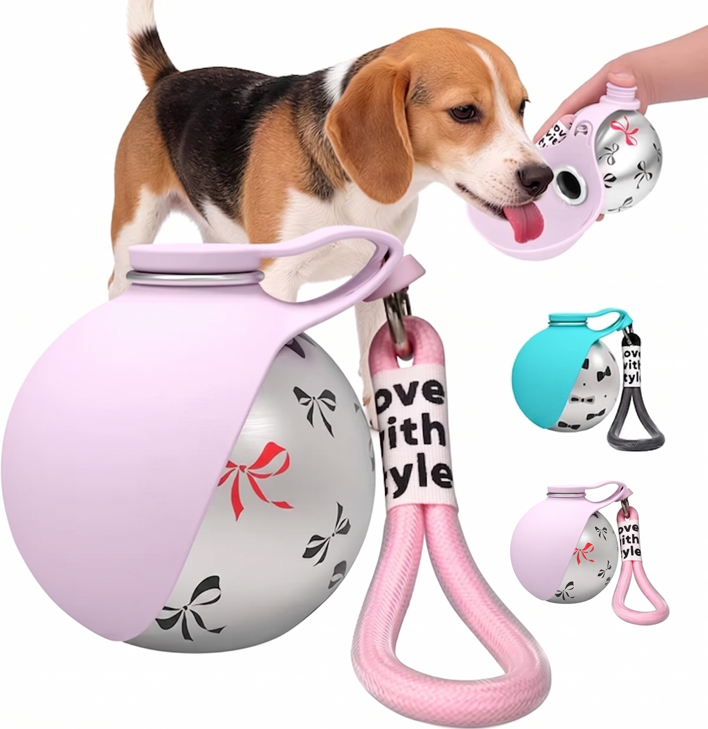 Portable 10oz Stainless Steel Dog Water Bottle with Bowl – No-Spill Travel Dispenser for Walking & Hiking Puppies