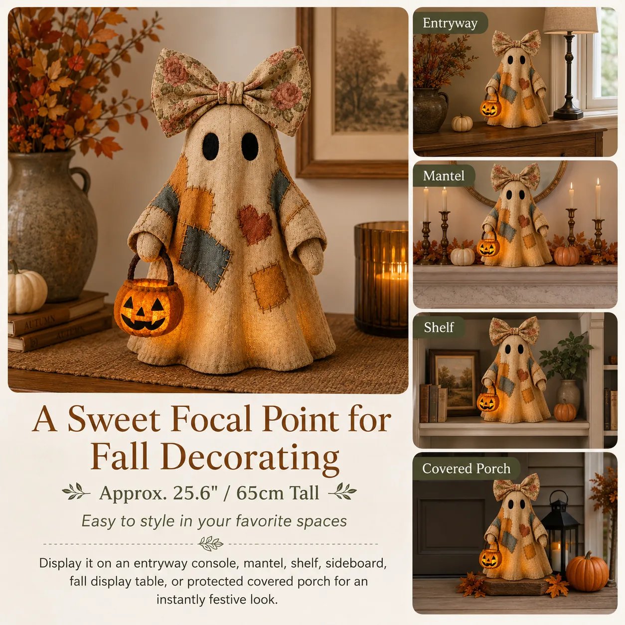 🎃Lighted Vintage Patchwork Ghost