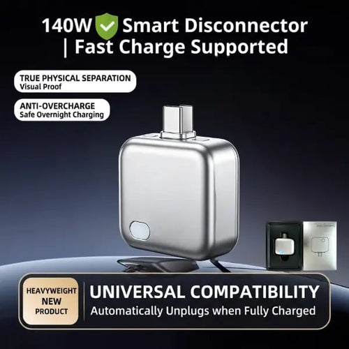 🔋140W Smart Auto-Stop Eject Charger – Safe Anti-Overcharge Physical Disconnect Battery Guard 🛡️