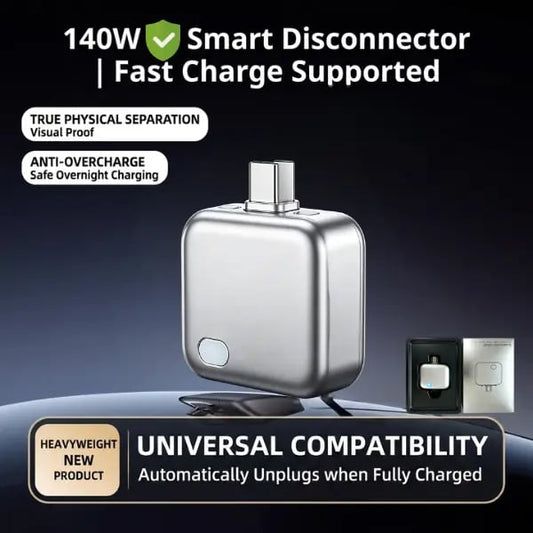 🔋140W Smart Auto-Stop Eject Charger – Safe Anti-Overcharge Physical Disconnect Battery Guard 🛡️
